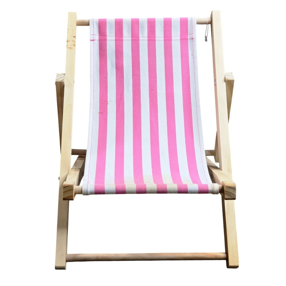 Build A Bear Workshop Pink & White Stripe Beach Lounge Chair Adjustable